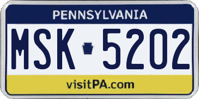 PA license plate MSK5202