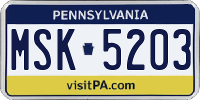 PA license plate MSK5203