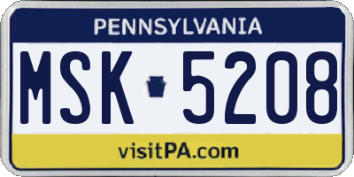 PA license plate MSK5208