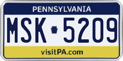 PA license plate MSK5209