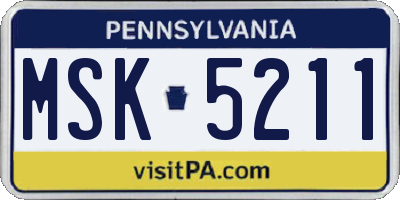 PA license plate MSK5211