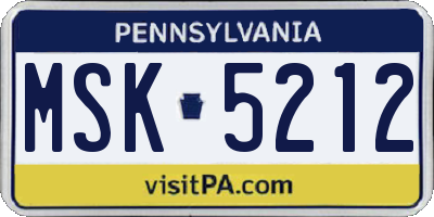 PA license plate MSK5212