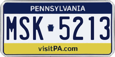 PA license plate MSK5213