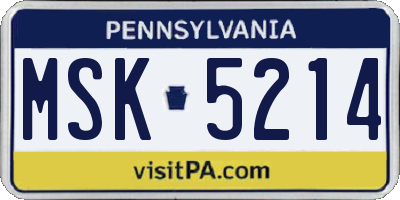 PA license plate MSK5214