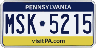 PA license plate MSK5215
