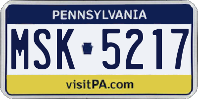 PA license plate MSK5217