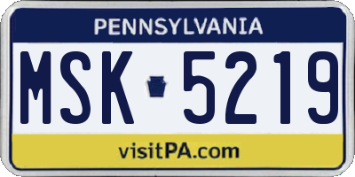 PA license plate MSK5219