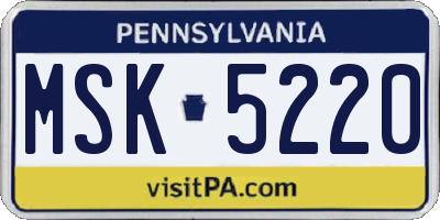 PA license plate MSK5220