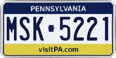 PA license plate MSK5221