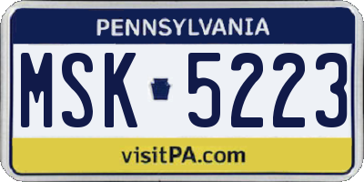 PA license plate MSK5223