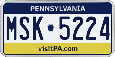 PA license plate MSK5224