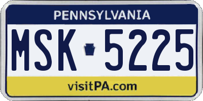 PA license plate MSK5225