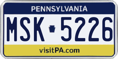 PA license plate MSK5226