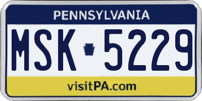 PA license plate MSK5229
