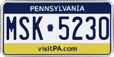 PA license plate MSK5230