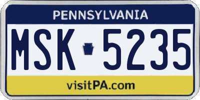 PA license plate MSK5235