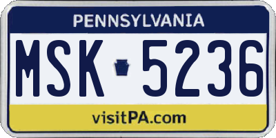 PA license plate MSK5236