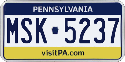 PA license plate MSK5237