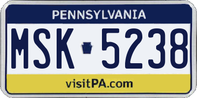 PA license plate MSK5238