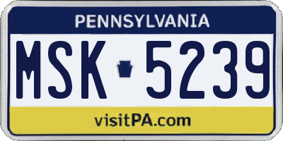 PA license plate MSK5239