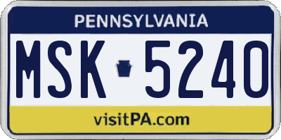 PA license plate MSK5240