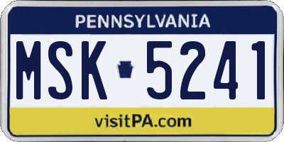 PA license plate MSK5241