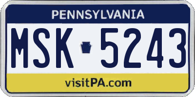 PA license plate MSK5243