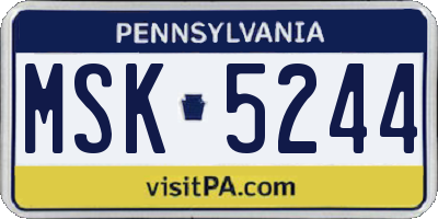 PA license plate MSK5244