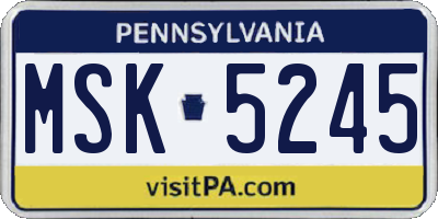 PA license plate MSK5245