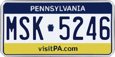 PA license plate MSK5246