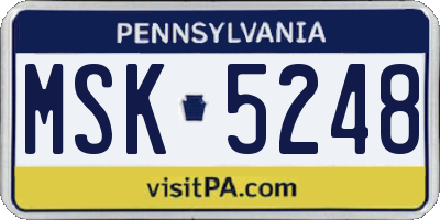 PA license plate MSK5248
