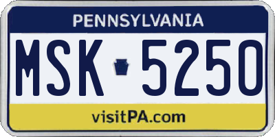 PA license plate MSK5250