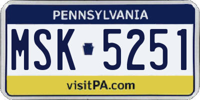 PA license plate MSK5251
