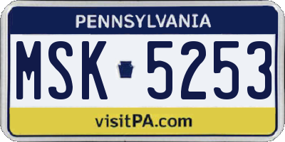 PA license plate MSK5253