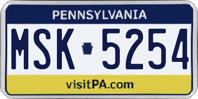 PA license plate MSK5254