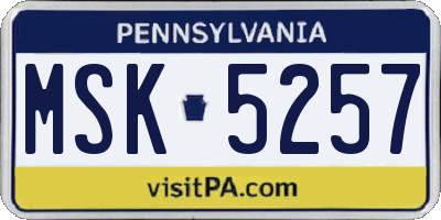PA license plate MSK5257