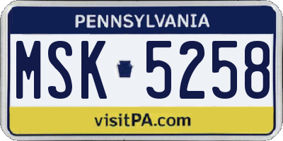 PA license plate MSK5258