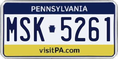 PA license plate MSK5261