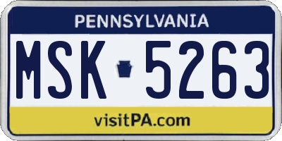 PA license plate MSK5263