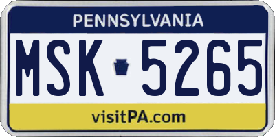 PA license plate MSK5265