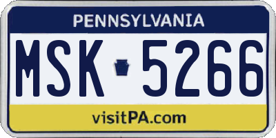 PA license plate MSK5266