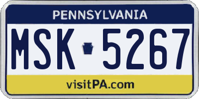 PA license plate MSK5267