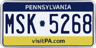 PA license plate MSK5268