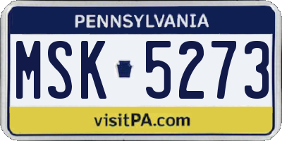 PA license plate MSK5273