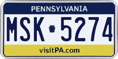 PA license plate MSK5274