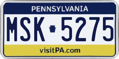 PA license plate MSK5275