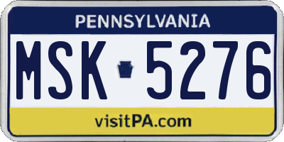 PA license plate MSK5276