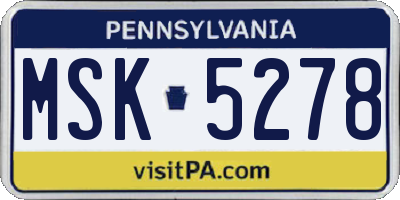 PA license plate MSK5278