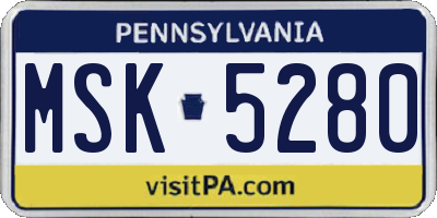 PA license plate MSK5280