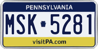PA license plate MSK5281